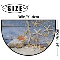 Starfish Seashell Summer Half Round Door Mat Indoor Outdoor Entrance  Wooden Non Slip Doormats  24 X 36 Washable Semi Circle Floor Mats Area Rugs Welcome Entrance Way Mats For Home Kitchen Patio