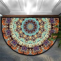 Abstract Mandala Half Round Door Mat Indoor Outdoor Entrance  Boho Mandala Non Slip Doormats  24 X 36 Washable Semi Circle Floor Mats Area Rugs Welcome Entrance Way Mats For Home Kitchen Patio