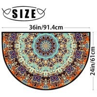 Abstract Mandala Half Round Door Mat Indoor Outdoor Entrance  Boho Mandala Non Slip Doormats  24 X 36 Washable Semi Circle Floor Mats Area Rugs Welcome Entrance Way Mats For Home Kitchen Patio