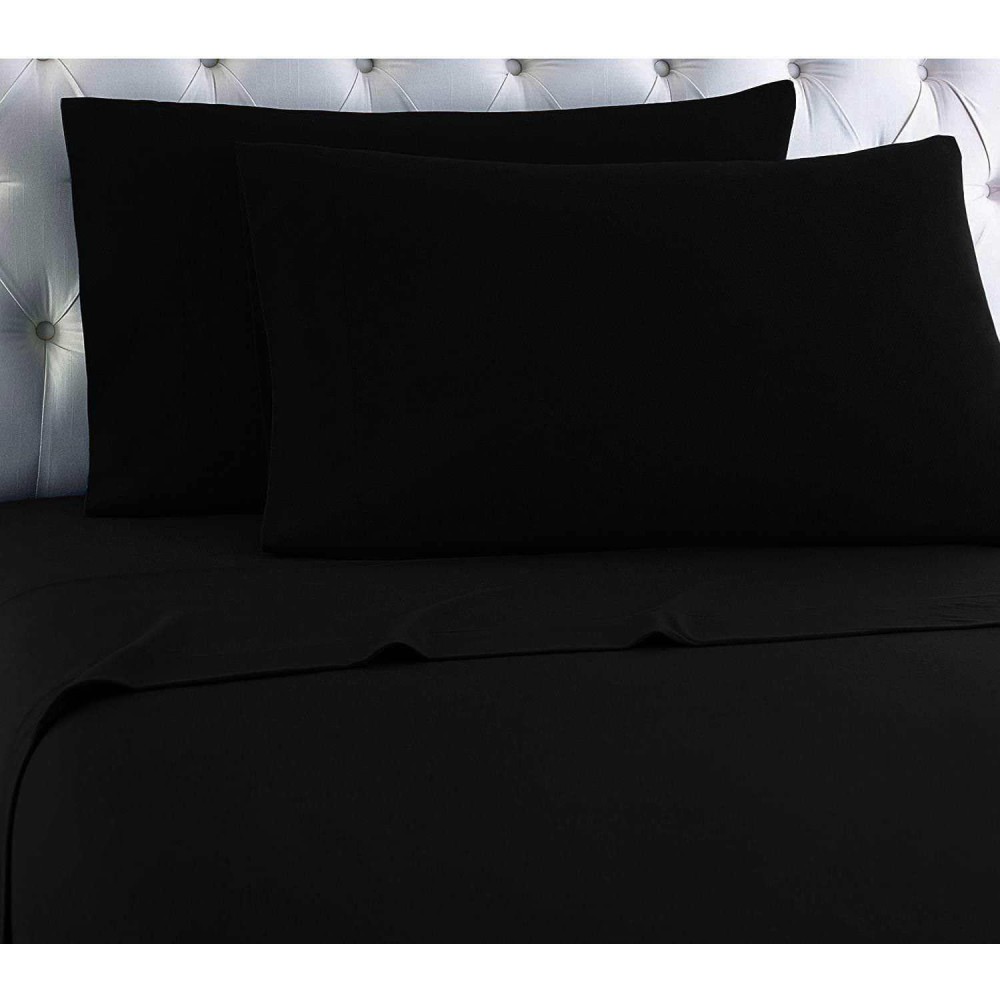 Empire Home Fashi Flannel Flat Sheet 100 Cotton For Supreme Comfort Queen Black