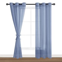 Hiasan Sheer Curtains For Bedroom With Tiebacks Light Filtering Breathable Voile Drape Lightweight Grommet Window Curtains For