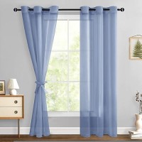 Hiasan Sheer Curtains 84 Inches Long With Tiebacks Light Filtering Breathable Voile Drape Lightweight Window Curtains For Bedro