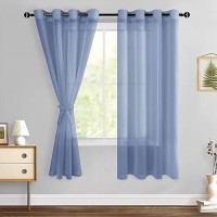 Hiasan Sheer Curtains For Bedroom With Tiebacks Light Filtering Airy Voile Drapes Lightweight Grommet Window Curtains For Livin