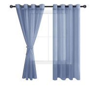 Hiasan Sheer Curtains For Bedroom With Tiebacks Light Filtering Airy Voile Drapes Lightweight Grommet Window Curtains For Livin