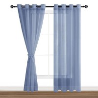 Hiasan Sheer Curtains For Bedroom With Tiebacks Grommet Light Filtering And Breathable Voile Window Curtains For Living Room P