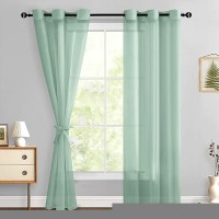 Hiasan Sheer Curtains For Bedroom With Tiebacks Light Filtering Extra Long Voile Drape Lightweight Grommet Window Curtains For