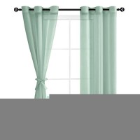 Hiasan Sheer Curtains For Bedroom With Tiebacks Light Filtering Extra Long Voile Drape Lightweight Grommet Window Curtains For