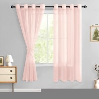 Hiasan Sheer Curtains For Bedroom With Tiebacks Light Filtering Breathable Voile Drape Lightweight Grommet Window Curtains For