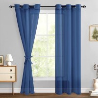 Hiasan Sheer Curtains 90 Inches Long With Tiebacks Light Filtering Semi Transparent Lightweight Voile Grommet Window Curtains F