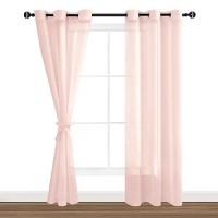 Hiasan Sheer Curtains For Bedroom With Tiebacks Light Filtering Breathable Voile Drapes Lightweight Grommet Window Curtains For