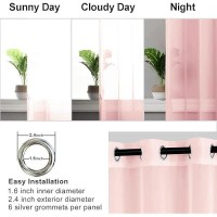 Hiasan Sheer Curtains For Bedroom With Tiebacks Light Filtering Breathable Voile Drapes Lightweight Grommet Window Curtains For