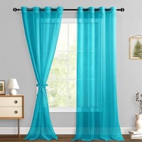 Hiasan Sheer Curtains For Living Room With Tieback Airy Breathable Voile Textured Drapes Light Filtering Grommet Window Curtain