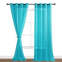 Hiasan Sheer Curtains For Living Room With Tieback Airy Breathable Voile Textured Drapes Light Filtering Grommet Window Curtain