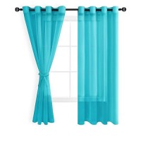 Hiasan Sheer Curtains 72 Inches Long With Tiebacks Light Filtering Airy Breathable Grommet Voile Window Curtains For Living Roo