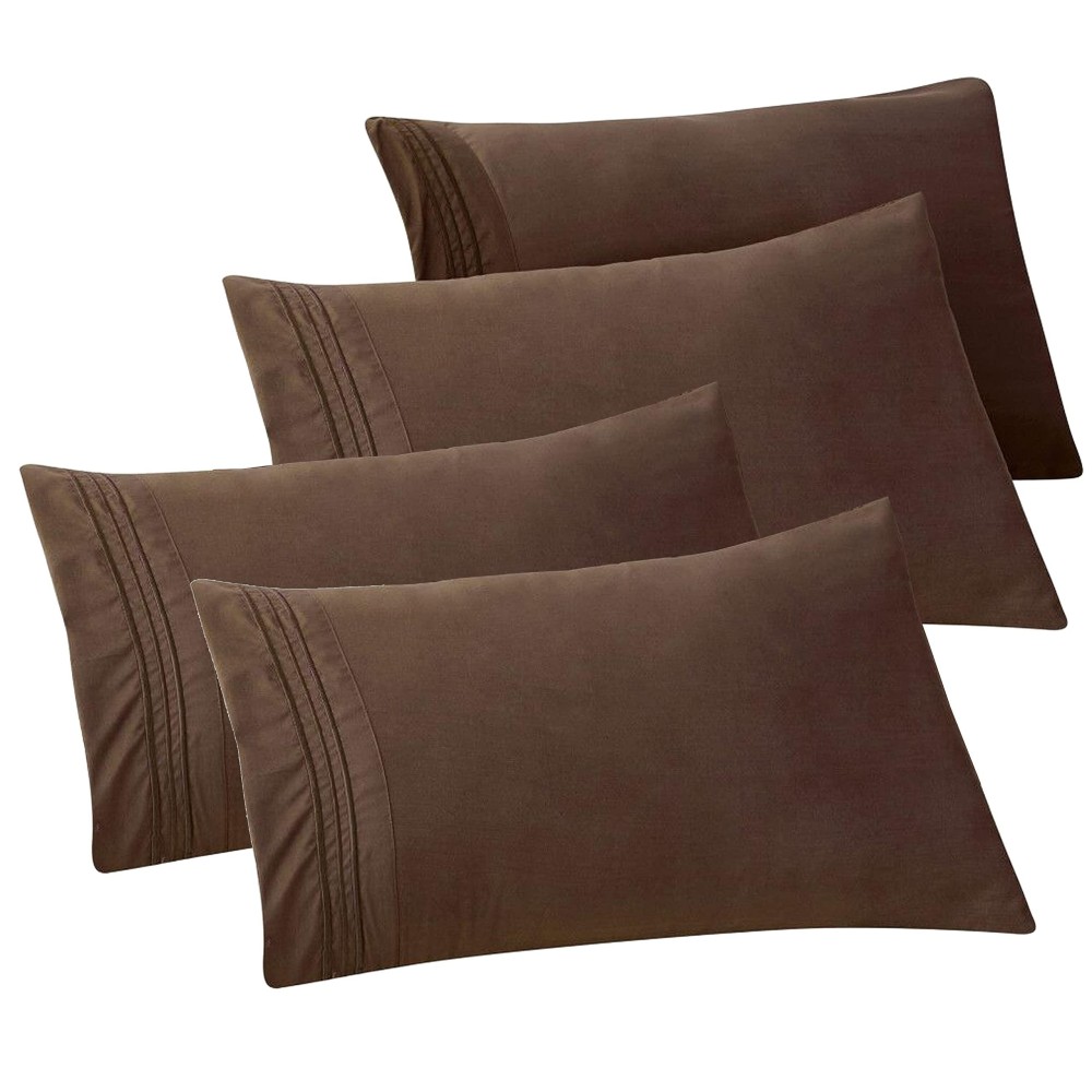 Elegant Comfort 4Pack Solid Pillowcases 1500 Premium Hotel Quality Microfiber Smooth Weave Wrinkle And Stain Resistant Easy