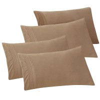 Elegant Comfort 4Pack Solid Pillowcases 1500 Premium Hotel Quality Microfiber Smooth Weave Wrinkle And Stain Resistant Easy