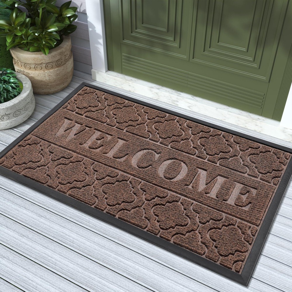 Yimobra Welcome Door Mat Heavy Duty Durable Front Door Mat For Home Entrance Garage And Garden Outside Entryway Floor Mat Non