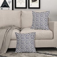 Navy Blue Cream Pillow Covers 18X18 Set Of 2 Polka Dot Throw Pillows Outdoor Boho Design Brush Strokes Decorative Pillowcase Squ