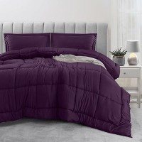 Utopia Bedding Queen Size Comforter Set With 2 Pillow Shams  Bedding Comforter Sets  Down Alternative Plum/Purple Comforter  Soft And Comfortable  Machine Washable (Pack Of 4)