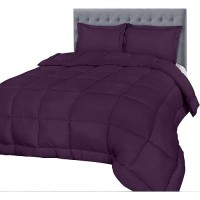 Utopia Bedding Queen Size Comforter Set With 2 Pillow Shams  Bedding Comforter Sets  Down Alternative Plum/Purple Comforter  Soft And Comfortable  Machine Washable (Pack Of 4)