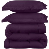 Utopia Bedding Queen Size Comforter Set With 2 Pillow Shams  Bedding Comforter Sets  Down Alternative Plum/Purple Comforter  Soft And Comfortable  Machine Washable (Pack Of 4)