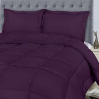 Utopia Bedding Queen Size Comforter Set With 2 Pillow Shams  Bedding Comforter Sets  Down Alternative Plum/Purple Comforter  Soft And Comfortable  Machine Washable (Pack Of 4)