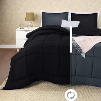 Utopia Bedding King Size Comforter Set With 2 Pillow Shams  Bedding Comforter Sets  Down Alternative Reversible Black/Grey Comforter  Soft And Comfortable  Machine Washable (Pack Of 3)