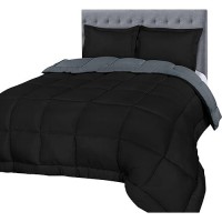 Utopia Bedding King Size Comforter Set With 2 Pillow Shams  Bedding Comforter Sets  Down Alternative Reversible Black/Grey Comforter  Soft And Comfortable  Machine Washable (Pack Of 3)