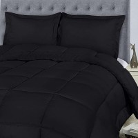 Utopia Bedding King Size Comforter Set With 2 Pillow Shams  Bedding Comforter Sets  Down Alternative Black Comforter  Soft And Comfortable  Machine Washable (Pack Of 3)