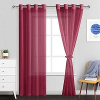 Jiuzhen Christmas Sheer Curtains Grommet Semi Transparent Window Curtain Drapes For Bedroom Living Room 52X 90 Inch Length Se