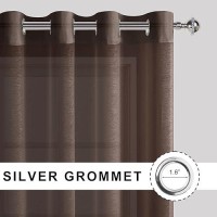 Jiuzhen Brown Sheer Curtains 96 Inches Long Semi Transparent Light Filtering Grommet Window Drapes For Living Roombedroom 42