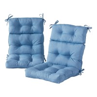 Greendale Home Fashions Outdoor 44 X 22-Inch High Back Chair Cushion, Set Of 2, Denim 2 Count