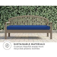 Honeycomb Indooroutdoor Textured Solid Sapphire Blue Bench Cushion Recycled Fiberfill Weather Resistant Reversible Comforta