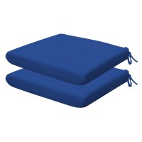 Honeycomb Indoor/Outdoor Textured Solid Sapphire Blue Universal Seat Cushion: Recycled Fiberfill, Weather Resistant, Comfortable And Stylish Pack Of 2 Patio Cushions: 18