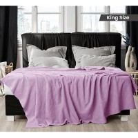 Utopia Bedding 100% Cotton Blanket (King Size - 90X108 Inches) 350Gsm Lightweight Thermal Blanket  Soft Breathable Blanket For All Seasons (Lavender)