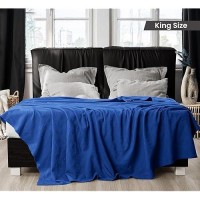 Utopia Bedding 100% Cotton Blanket (King Size - 90X108 Inches) 350Gsm Lightweight Thermal Blanket  Soft Breathable Blanket For All Seasons (Royal Blue)