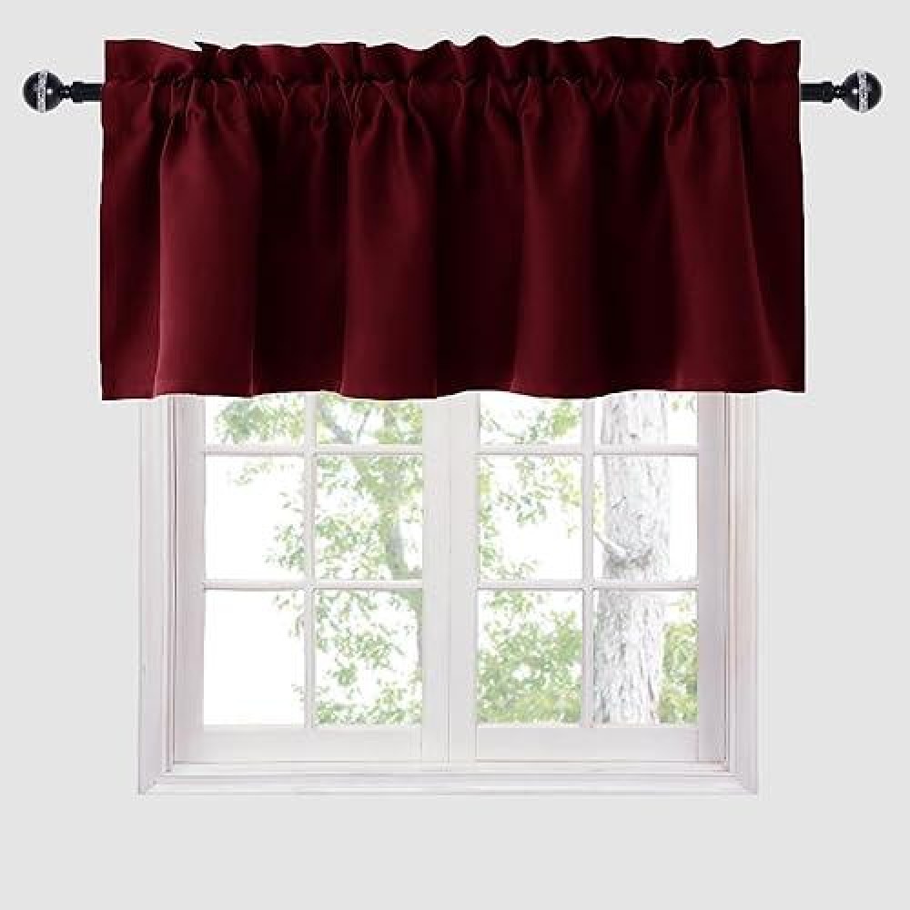 Hiasan Valance Curtains For Kitchen Blackout Thermal Insulated Solid Window Curtain Valance Burgundy 60 X 18 Inches 1 Panel