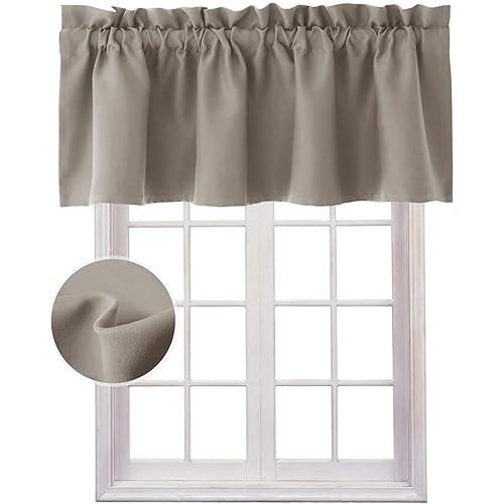 Hiasan Valance Curtains For Kitchen Blackout Thermal Insulated Solid Window Curtain Valance Taupe 42 X 12 Inches 1 Panel