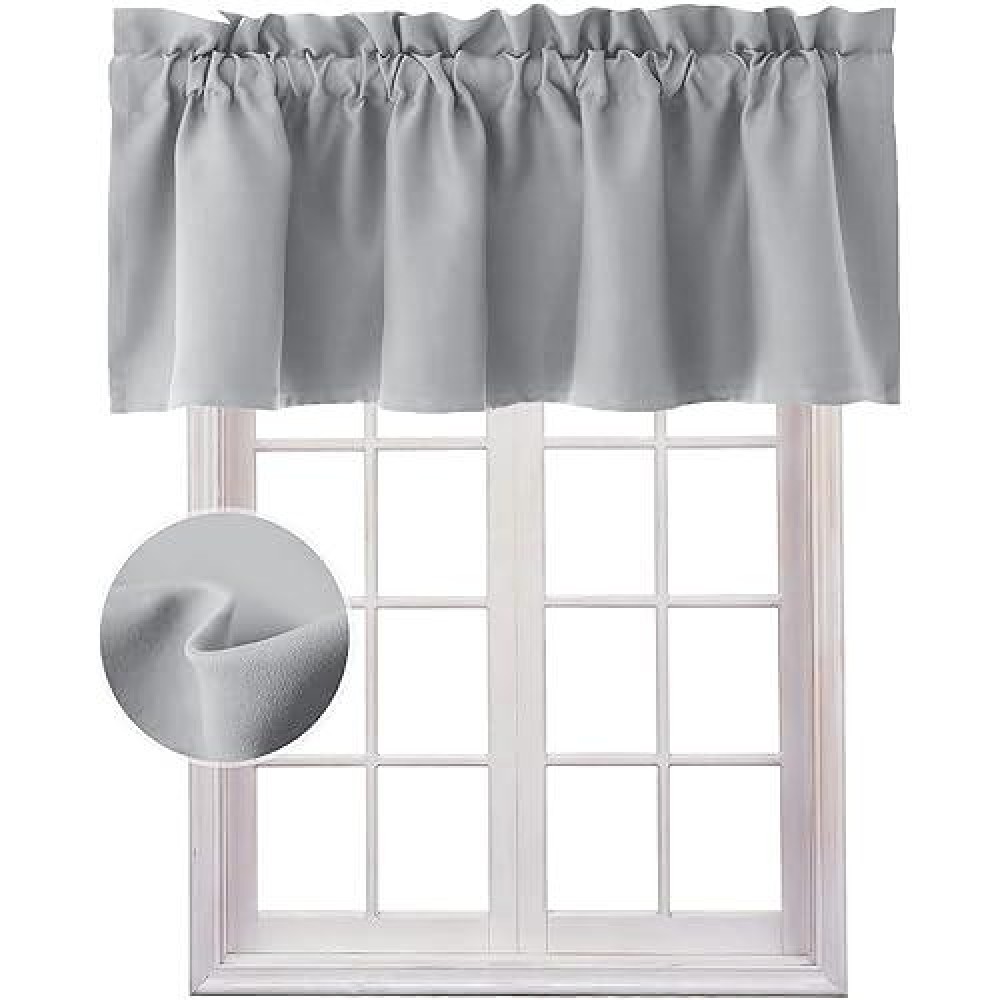 Hiasan Valance Curtains For Kitchen Blackout Thermal Insulated Solid Window Curtain Valance Silver Grey 42 X 12 Inches 1 Pane