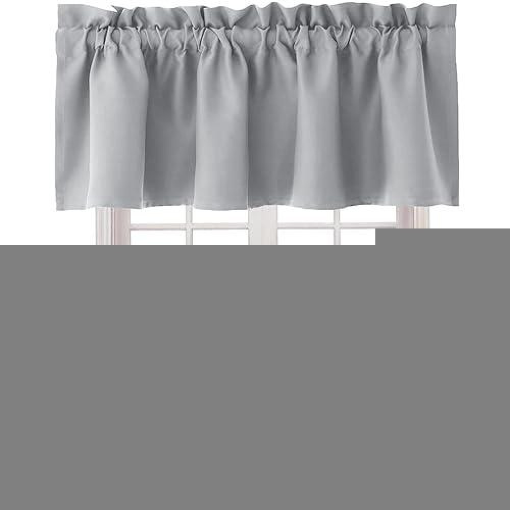 Hiasan Valance Curtains For Kitchen Blackout Thermal Insulated Solid Window Curtain Valance Silver Grey 42 X 18 Inches 1 Pane