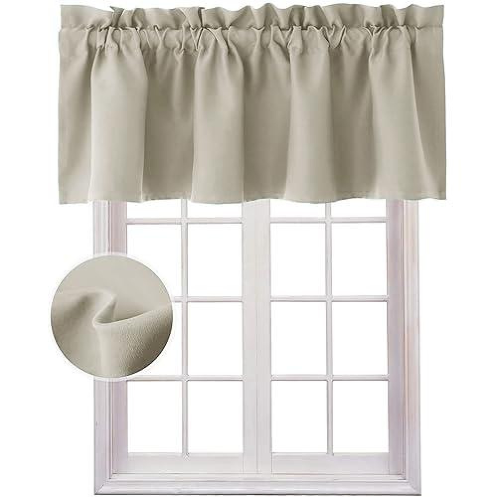 Hiasan Valance Curtains For Kitchen Blackout Thermal Insulated Solid Window Curtain Valance Light Beige 60 X 18 Inches 1 Pane