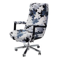 Womaco Office Chair Covers, Stretch Computer Chair Cover With Armrest Covers, Universal Boss Chair Covers Modern Simplism Style High Back Chair Slipcover (Leaves And Flowers, Large)