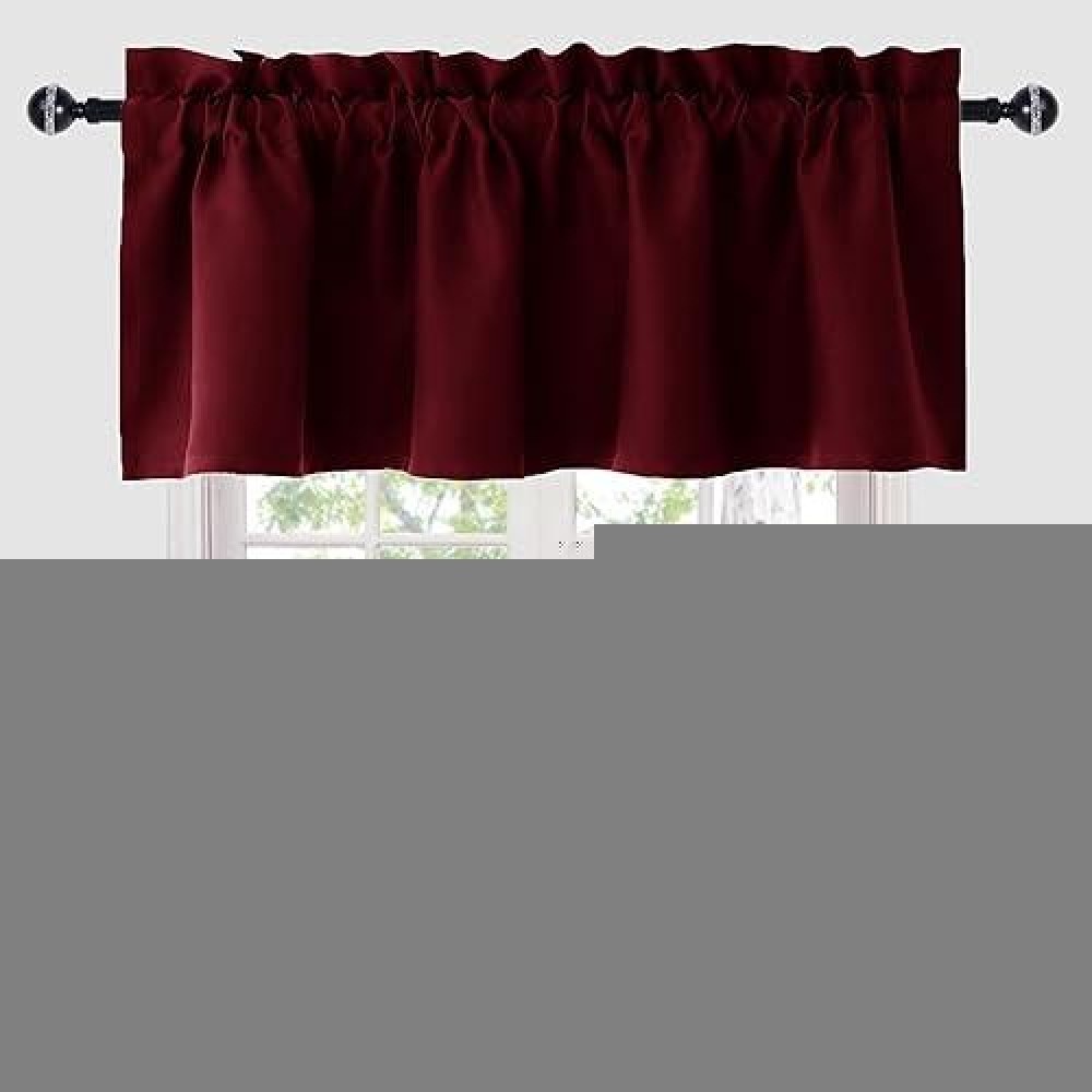 Hiasan Valance Curtains For Kitchen Blackout Thermal Insulated Solid Window Curtain Valance Burgundy 42 X 18 Inches 1 Panel