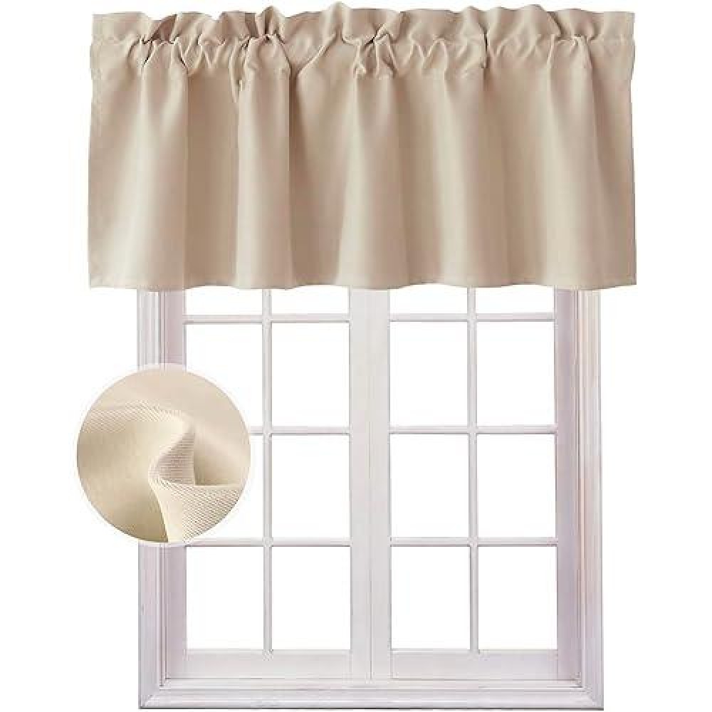 Hiasan Valance Curtains For Kitchen Blackout Thermal Insulated Solid Window Curtain Valance Biscotti Beige 52 X 18 Inches 1 P