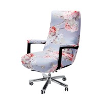 Womaco Office Chair Covers, Stretch Computer Chair Cover With Armrest Covers, Universal Boss Chair Covers Modern Simplism Style High Back Chair Slipcover (Pink Flower, Large)