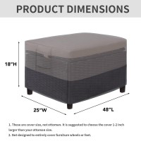 Easy-Going Outdoor Ottoman Cover, Waterproof Patio Ottoman Cover, Heavy Duty Patio Rectangular Coffee Table Cover With Padded Handles(48