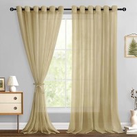 Hiasan Sheer Curtains For Bedroom With Tiebacks Lightweight Breathable Voile Drapes Light Filtering Grommet Window Curtains For