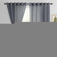 Hiasan Sheer Curtains For Bedroom With Tiebacks Grommet Light Filtering Extra Wide Voile Texture Window Curtains For Living Roo