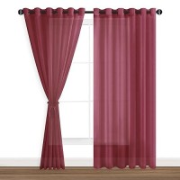 Hiasan Sheer Curtains For Bedroom With Tiebacks Grommet Light Filtering Extra Wide Voile Texture Window Curtains For Living Roo