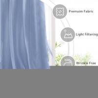 Hiasan Dusty Blue Sheer Curtains For Bedroom With Tiebacks Grommet Light Filtering Extra Wide Voile Texture Window Curtains For